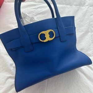 Tory Burch Royal Blue Satchel with Gold Accent